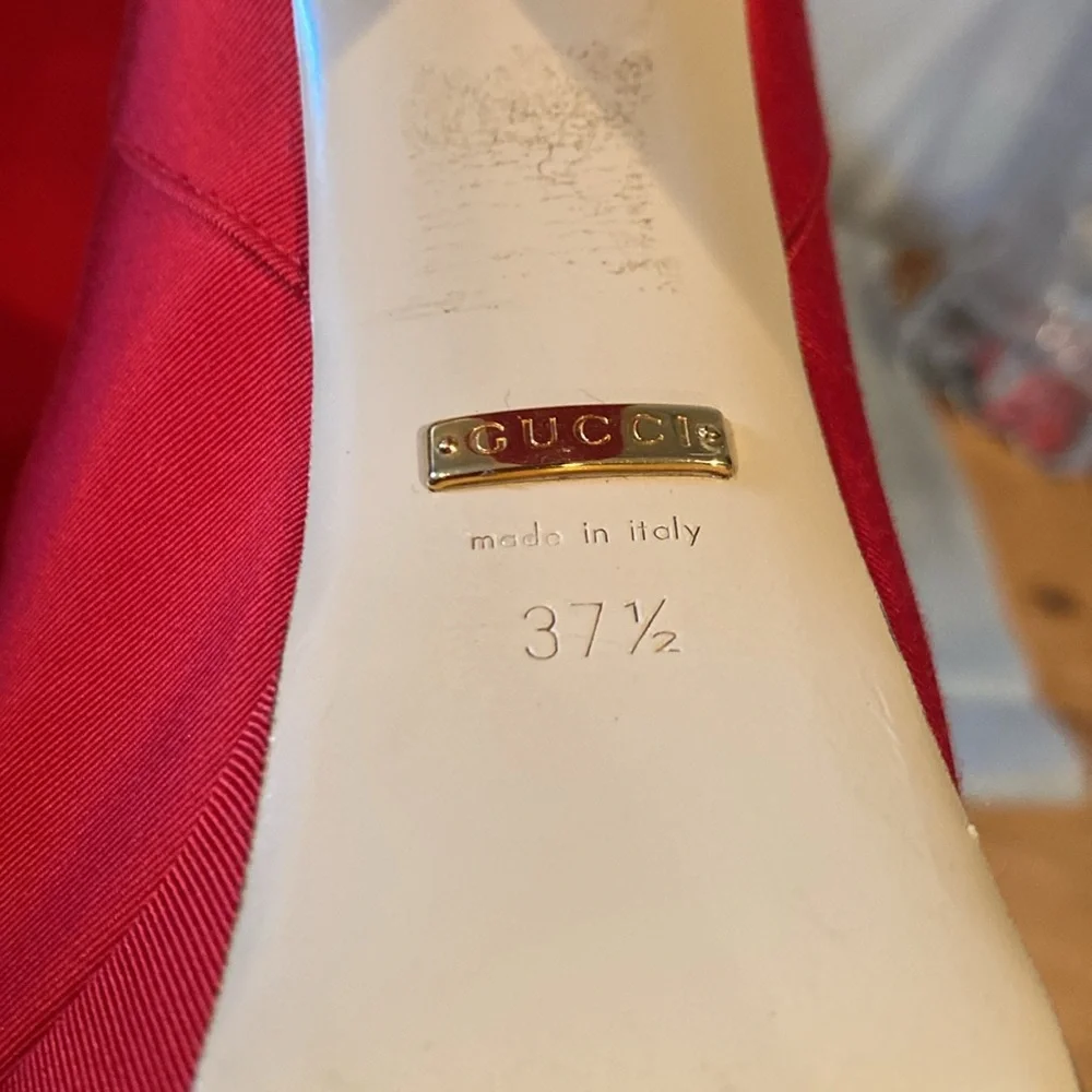 Gucci Red Fabric Platform Knee High Boots - Picture 6 of 7